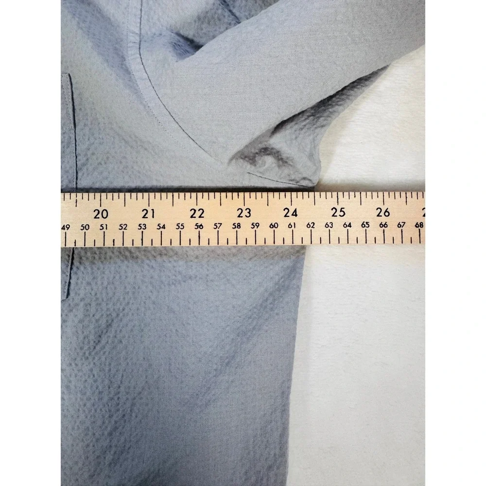 Banana Republic Men's XL Untucked Slim‎ Fit Gray Seersucker Cotton Blend Shirt